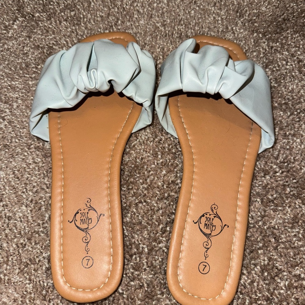 Tan and Cream Minimalist Sandals with Rounded Toe